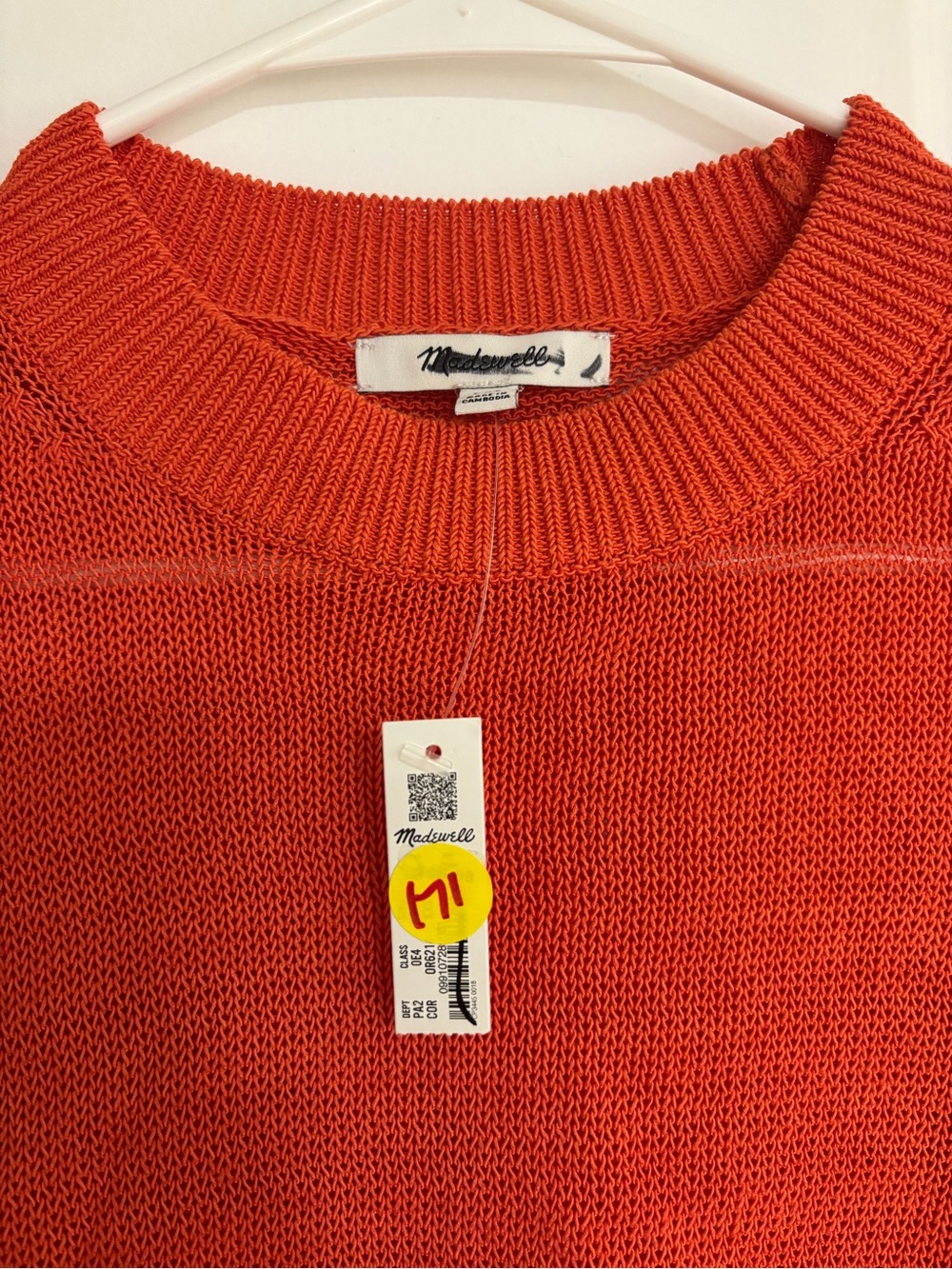 Madewell Cropped Crewneck Sweater in Bright Orange - Picture 2 of 2